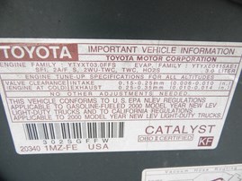 2000 TOYOTA SIENNA CE SAGE 3.0L AT Z17938